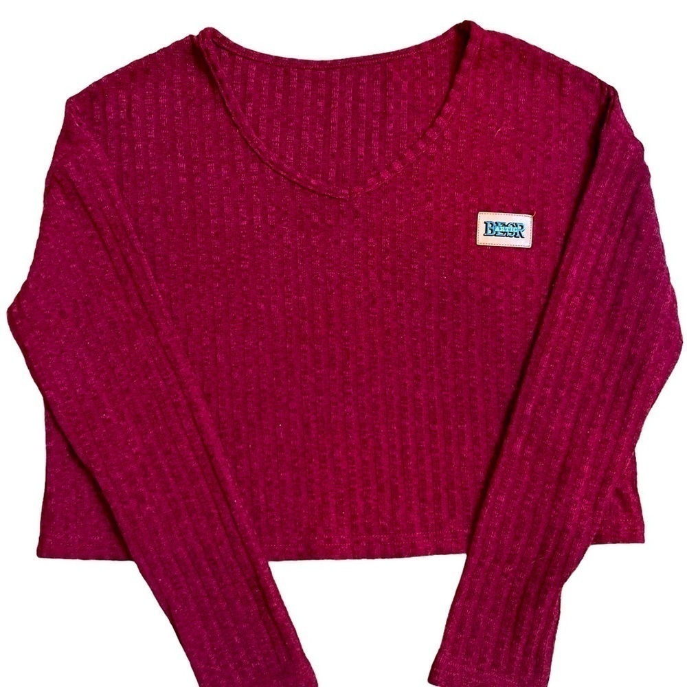 Best Artic Red Long Sleeve Crop Top - New